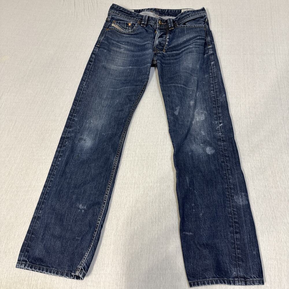 Diesel Larkee Mens 29x30 Regular Straight Blue Jeans Stained